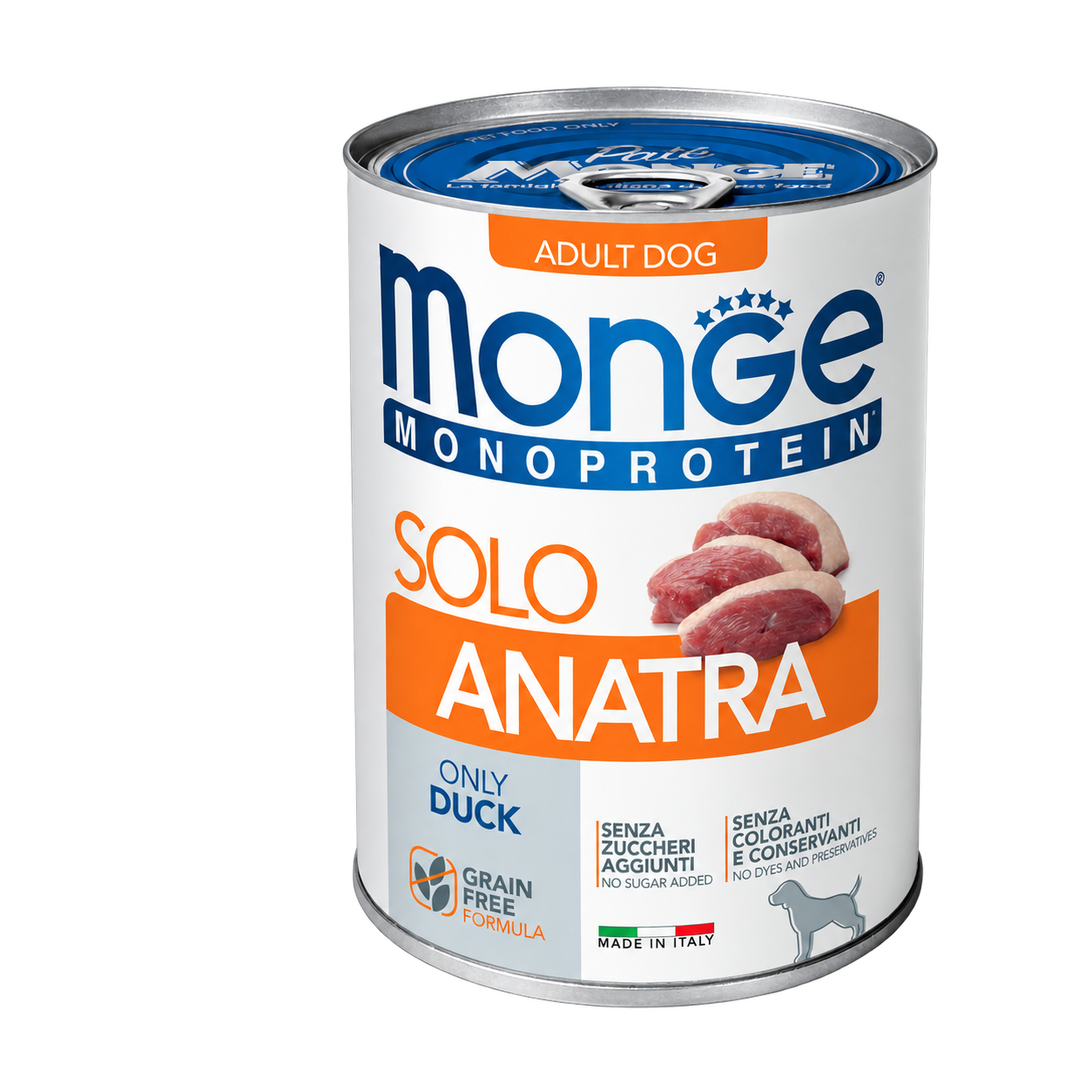 MONGE Monoprotein Adult Duck, kachní paštika pro psy, 400 g