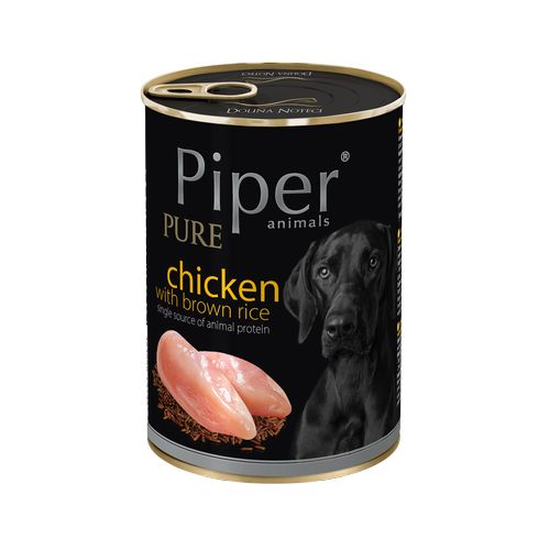 PIPER PURE Chicken 400g kura a hnedá ryža konzerva pre dospelých psov