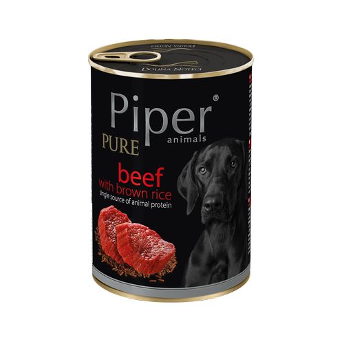 PIPER PURE Beef 400g hovädzie a hnedá ryža konzerva pre dospelých psov