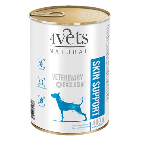 4Vets NATURAL VETERINARY EXCLUSIVE SKIN SUPPORT 400g pre psov pri ochoreniach kože