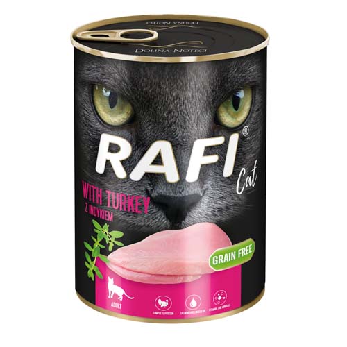 RAFI Cat Grain Free - Bezlepková konzerva s morčacím mäsom pre mačky 400g - konzerva