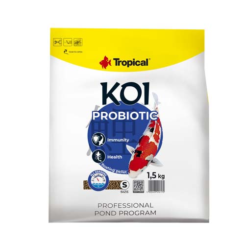 TROPICAL KOI PROBIOTIC PELLET SIZE S 5l/1,5kg plávajúce krmivo s probiotikami pre jazierkové ryby