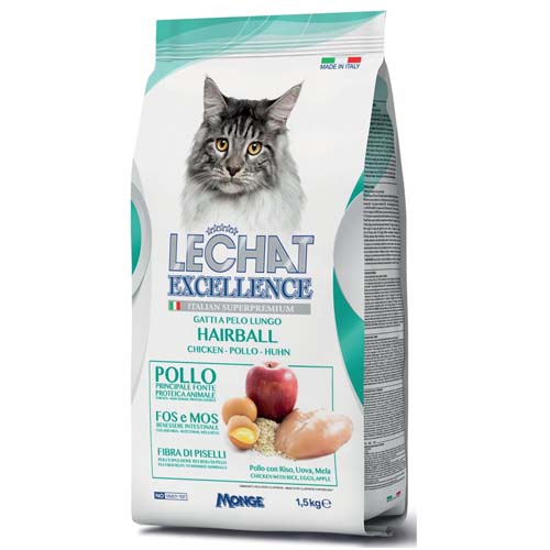 MONGE LECHAT EXCELLENCE HAIRBALL 1,5kg 30/14 superprémiové krmivo pre mačky