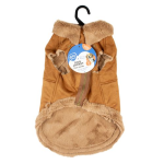 DUVO+ štýlová semišová bunda pre psov XS 30cm hnedá